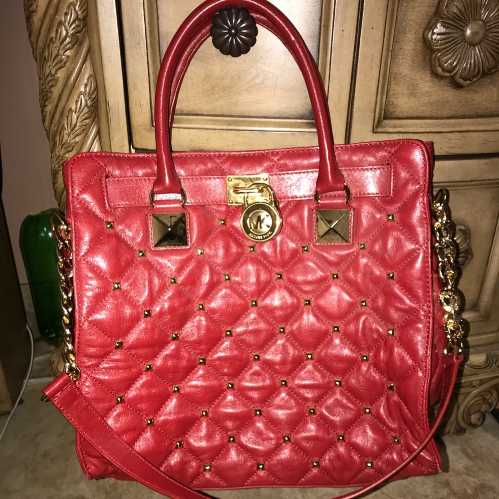 Authentic Michael Kors red quilted bag